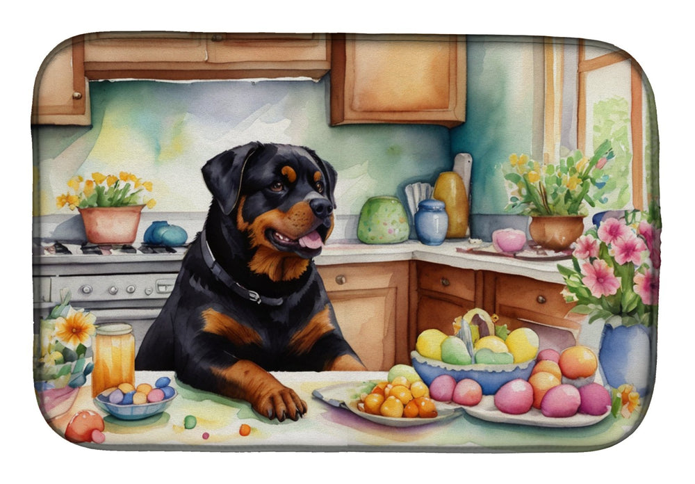 Decorating Easter Yorkshire Terrier Dish Drying Mat Image 2