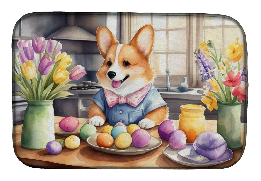 Decorating Easter Yorkshire Terrier Dish Drying Mat Image 1