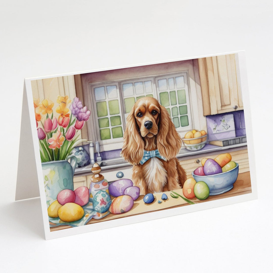 Decorating Easter Yorkshire Terrier Greeting Cards Pack of 8 Image 1