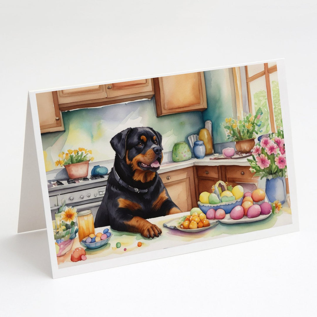 Decorating Easter Yorkshire Terrier Greeting Cards Pack of 8 Image 1