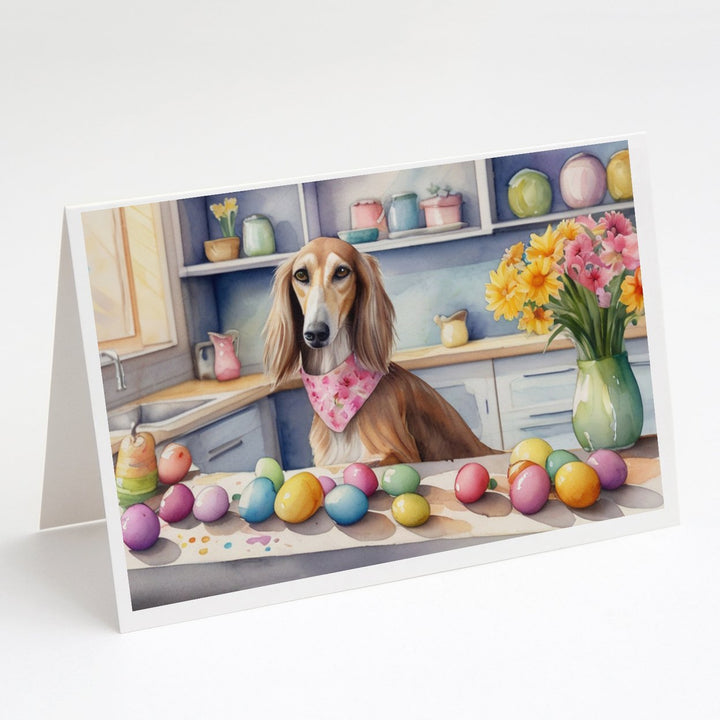 Decorating Easter Yorkshire Terrier Greeting Cards Pack of 8 Image 1