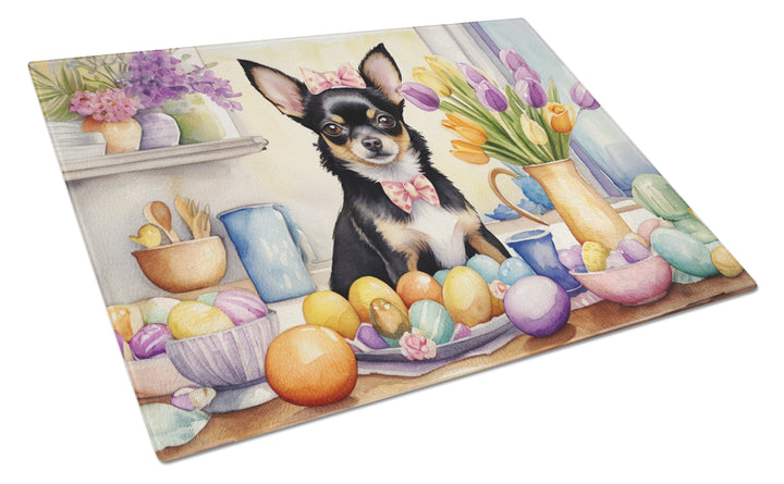 Decorating Easter Yorkshire Terrier Glass Cutting Board Image 2