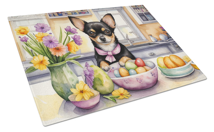 Decorating Easter Yorkshire Terrier Glass Cutting Board Image 3