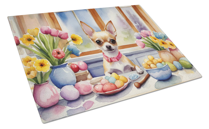 Decorating Easter Yorkshire Terrier Glass Cutting Board Image 4