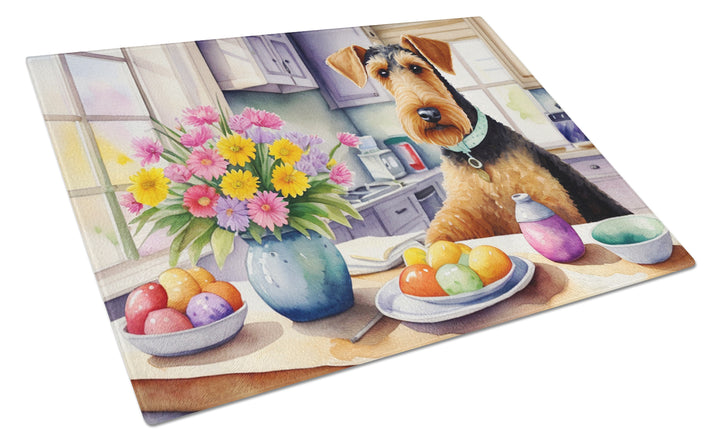 Decorating Easter Yorkshire Terrier Glass Cutting Board Image 3