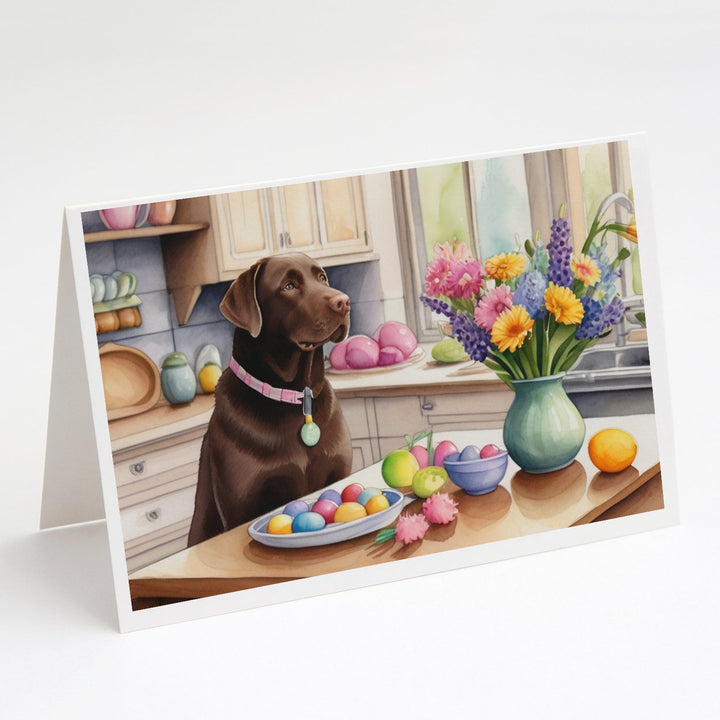 Decorating Easter Yorkshire Terrier Greeting Cards Pack of 8 Image 1