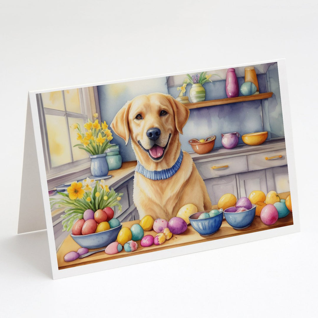 Decorating Easter Yorkshire Terrier Greeting Cards Pack of 8 Image 1