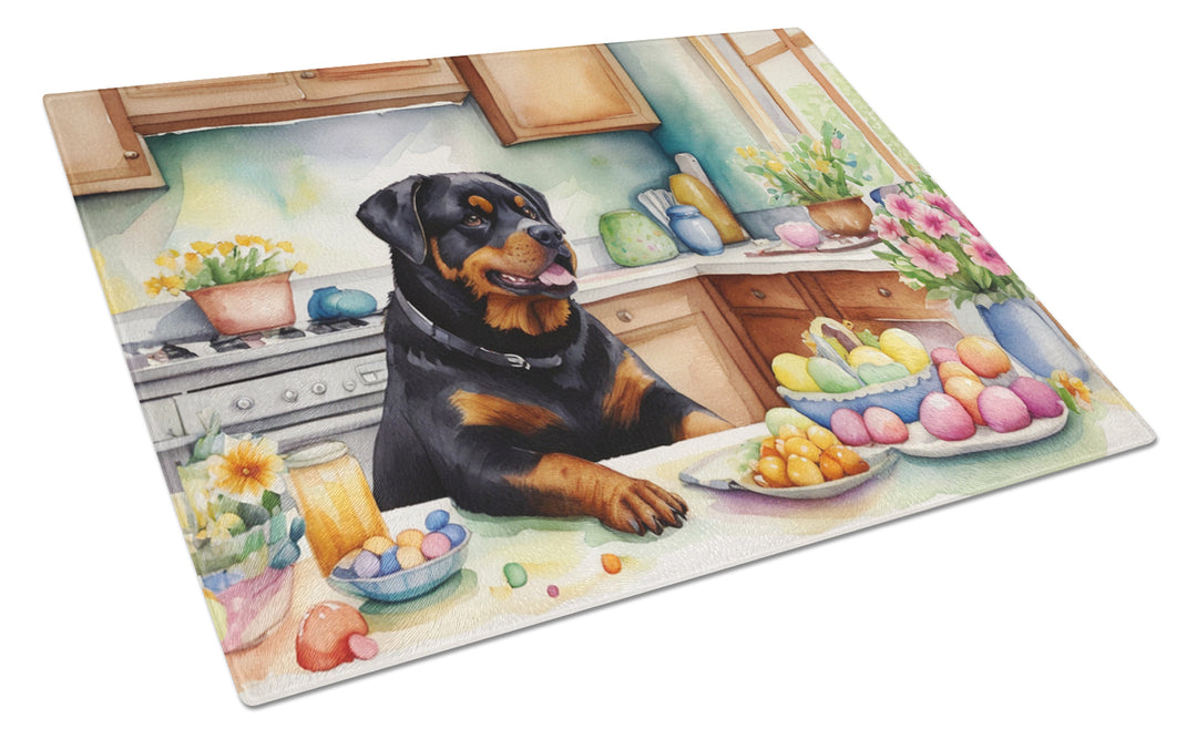 Decorating Easter Yorkshire Terrier Glass Cutting Board Image 2