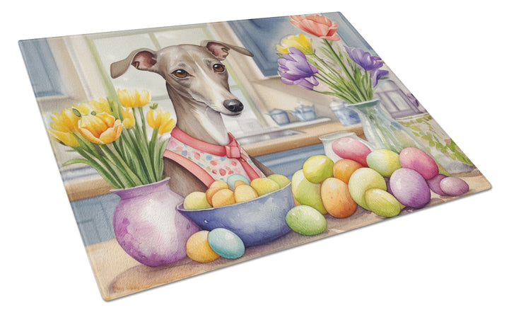 Decorating Easter Yorkshire Terrier Glass Cutting Board Image 2