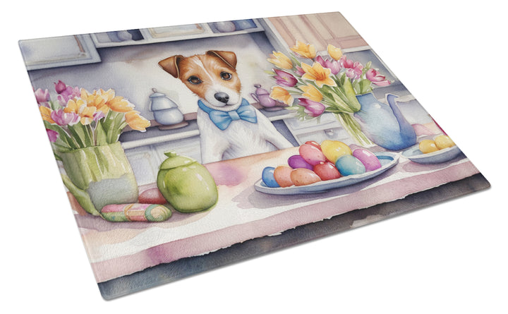 Decorating Easter Yorkshire Terrier Glass Cutting Board Image 3