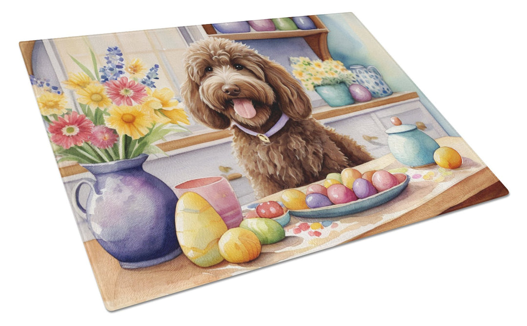 Decorating Easter Yorkshire Terrier Glass Cutting Board Image 1