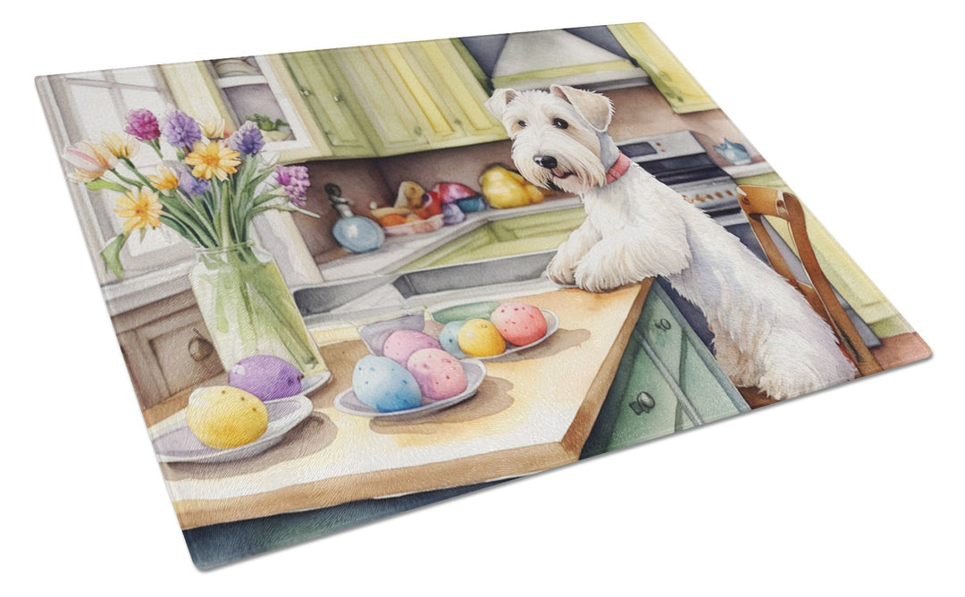 Decorating Easter Yorkshire Terrier Glass Cutting Board Image 1