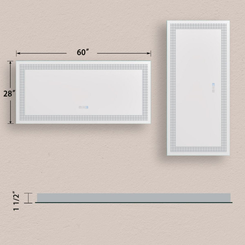 Catalyst 60" x 28" LED Bathroom Mirror,Led Mirror for Bathroom,Anti-Fog,Dimmable,Touch Button,Water Image 2