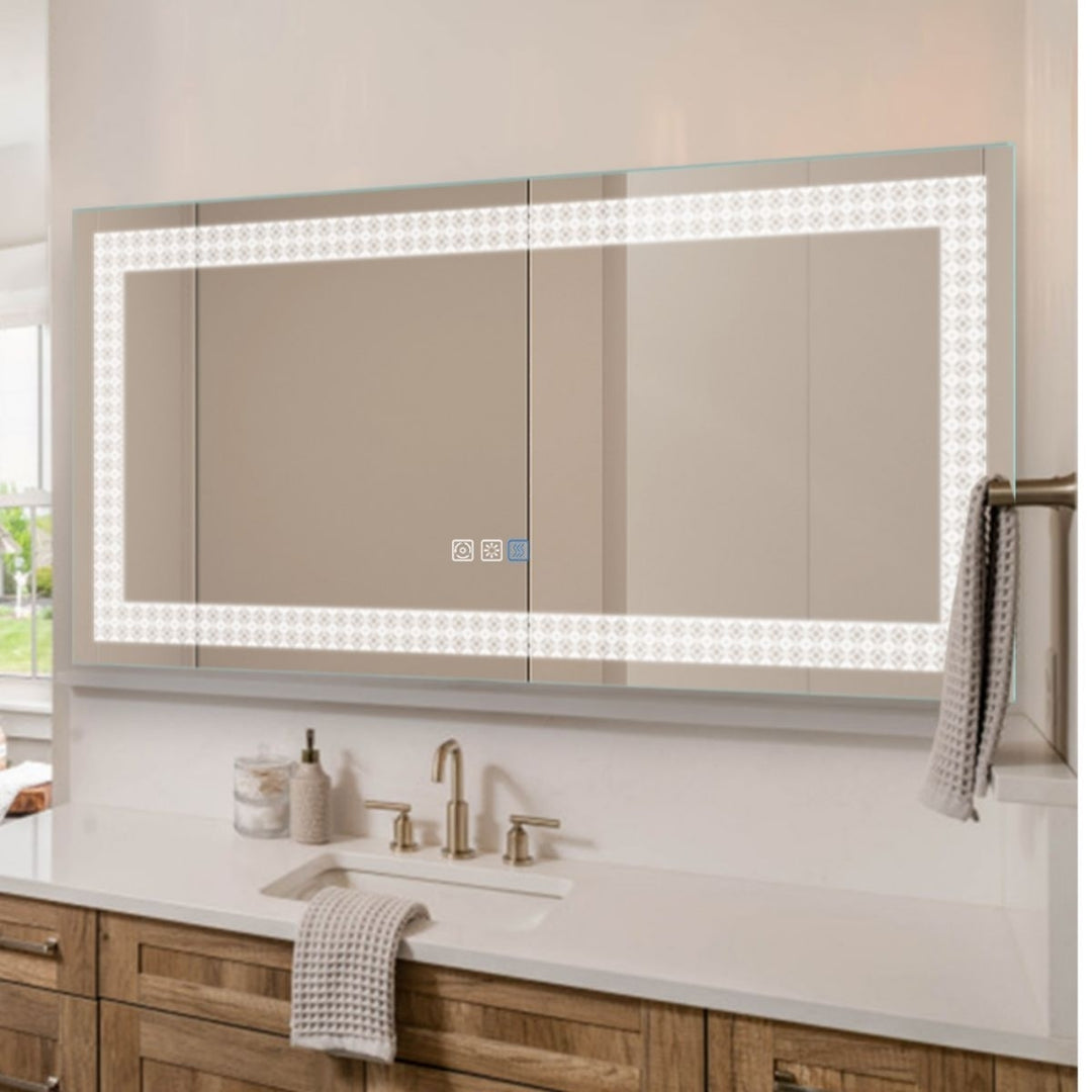 Catalyst 60" x 28" LED Bathroom Mirror,Led Mirror for Bathroom,Anti-Fog,Dimmable,Touch Button,Water Image 12
