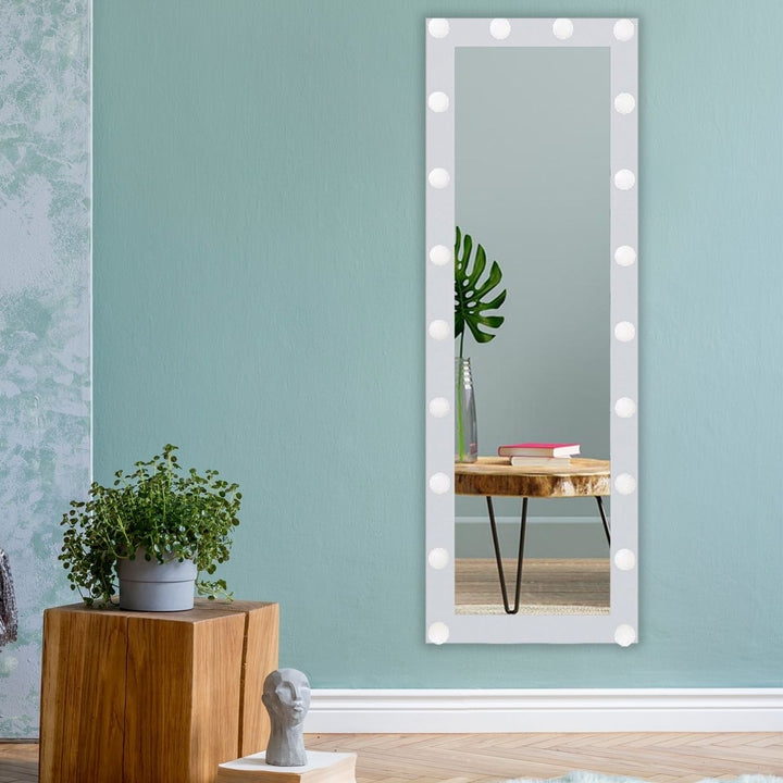 Catalyst Full Length Mirror with LED Lights,24" x 65" Lighted Floor Stand, Full Body,White Image 2