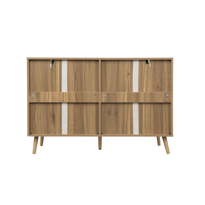 Modern 6 Drawer Wood Dresser Cabinet in Walnut Finish for Bedroom Storage Image 12