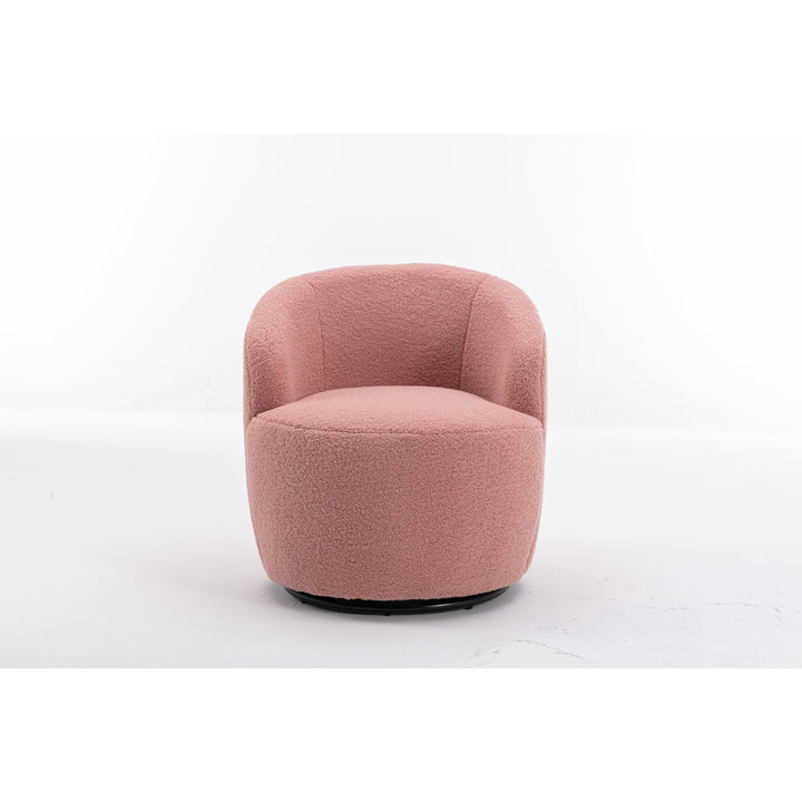 Light Pink Swivel Accent Barrel Chair with Metal Ring Comfortable Home Office Image 11