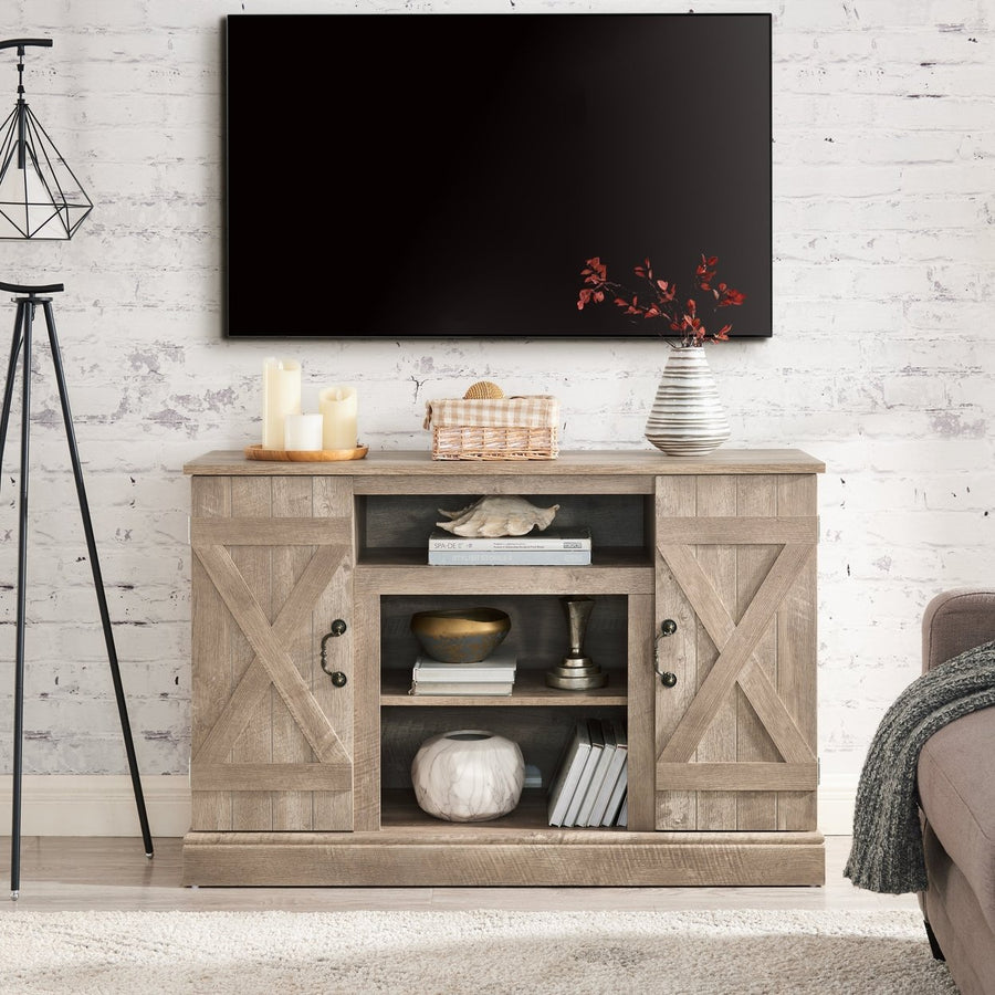 Farmhouse TV Stand Antique Entertainment Console for TV up to 50 with Storage Space, Ashland Pine, 47W15.5D30.75H Image 1