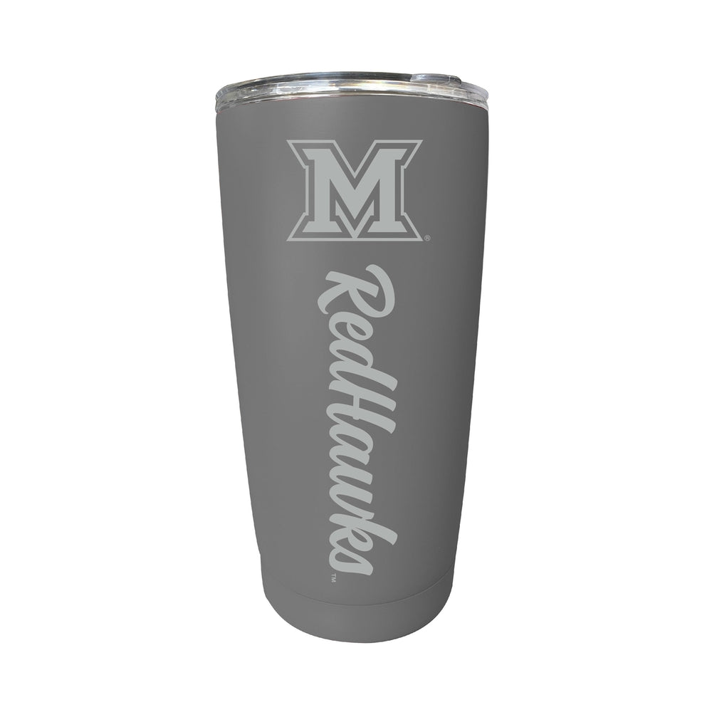 Miami of Ohio 16 oz Stainless Steel Etched Tumbler - Choose Your Color Image 2