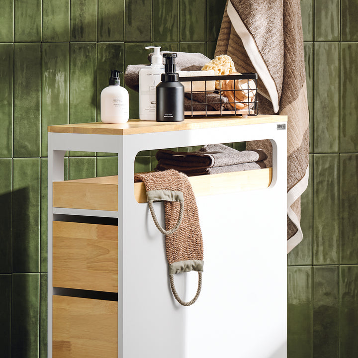 Haotian BZR54-WN, Bathroom Trolley with 3 Drawers and 1 Removable Tray Kitchen Narrow Shelf Image 3