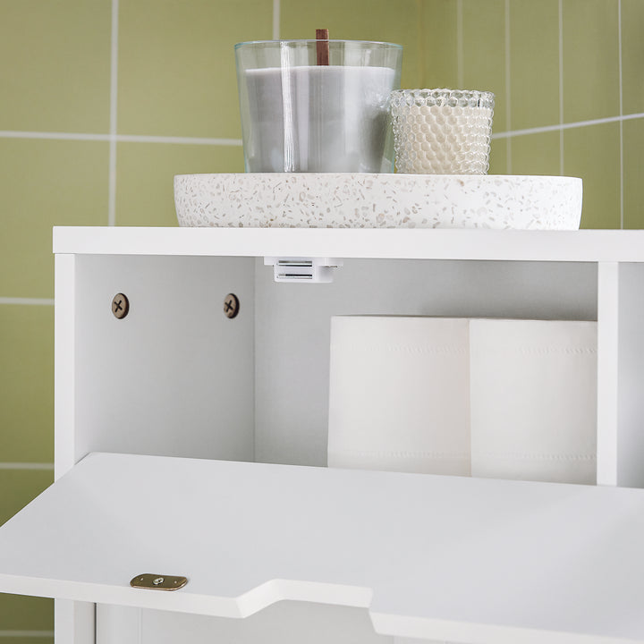 Haotian BZR31-W, White Toilet Paper Roll Holder, Bathroom Cabinet Storage Shelf on Wheels Image 3