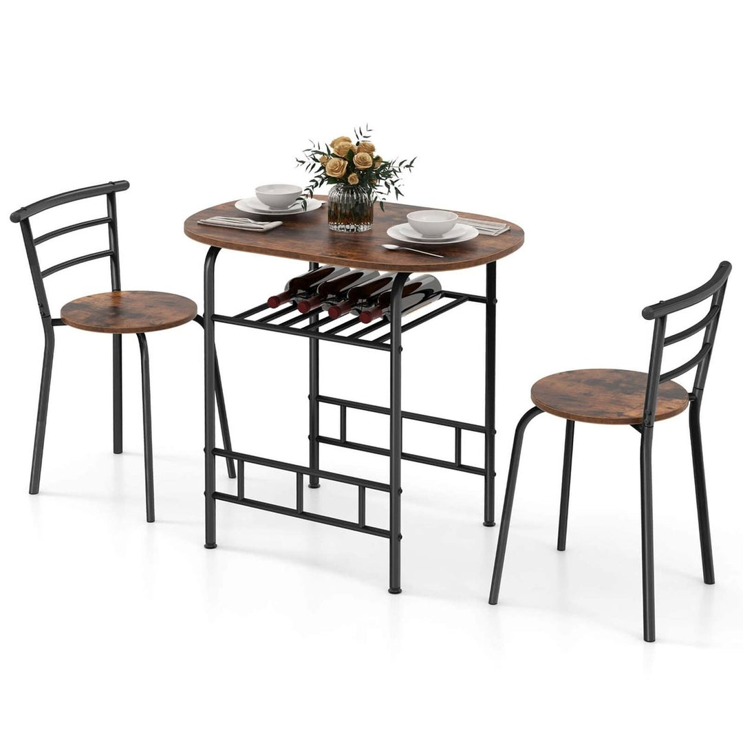 Costway 3 Pcs Dining Set 2 Chairs And Table Compact Bistro Pub Breakfast Home Kitchen Image 1