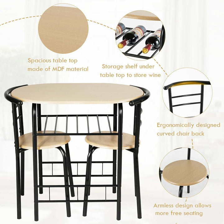 Costway 3 Pcs Dining Set 2 Chairs And Table Compact Bistro Pub Breakfast Home Kitchen Image 3