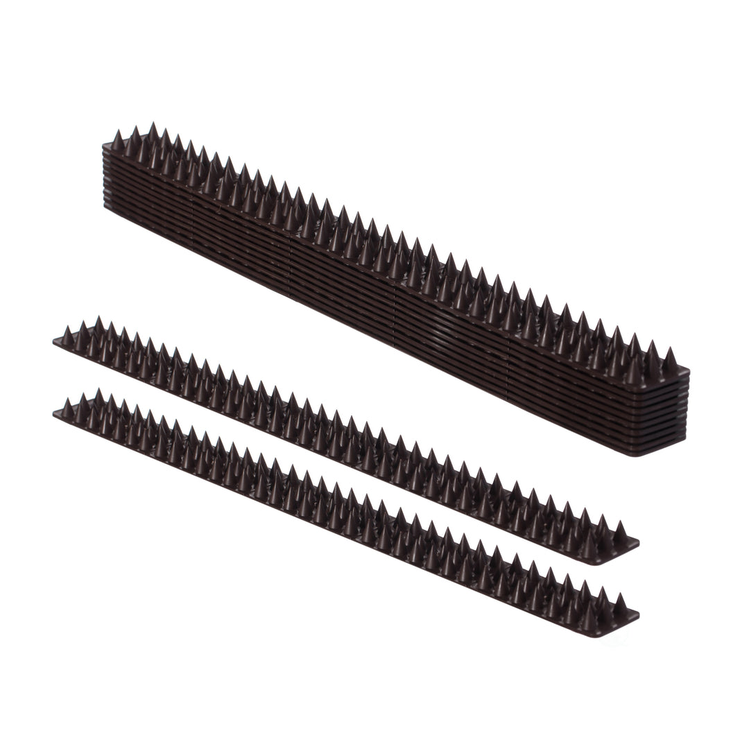 Outdoor Plastic Repellent Wall Defender Fence Spikes for Birds, 10 Pack Brown Image 1