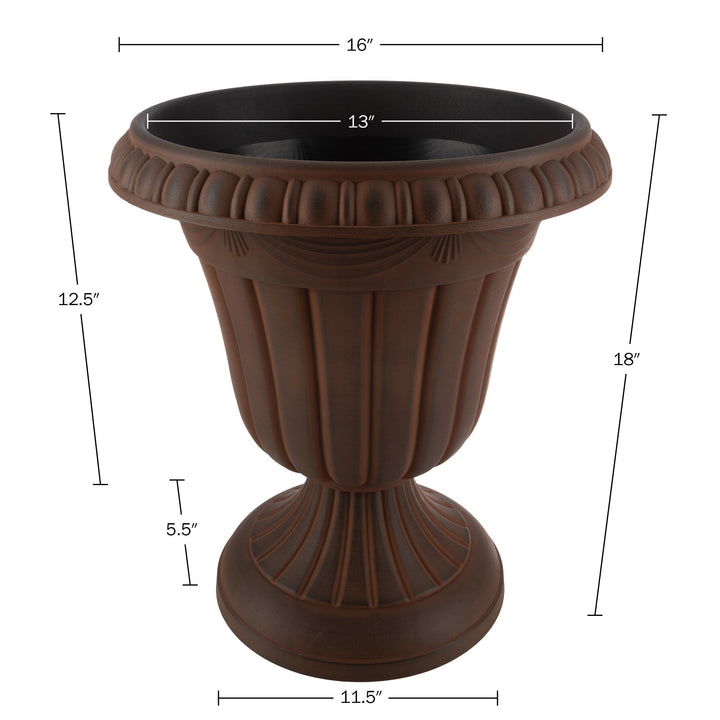 Outdoor Planter 2-Pack - 16x18-Inch Urn Planters - Plastic Plant Pots for Indoor, Outdoor, or Front Porch Decor - Flower Image 4