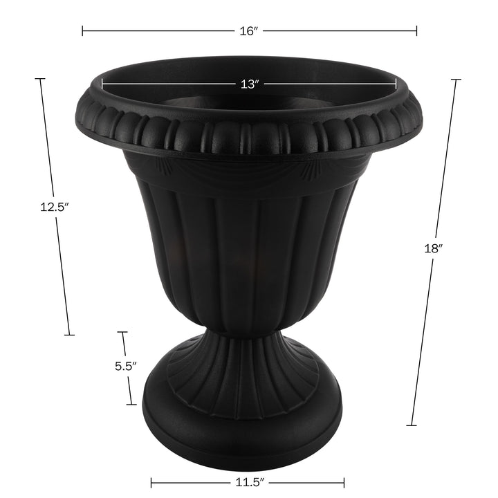 Outdoor Planter 2-Pack - 16x18-Inch Urn Planters - Plastic Plant Pots for Indoor, Outdoor, or Front Porch Decor - Flower Image 6