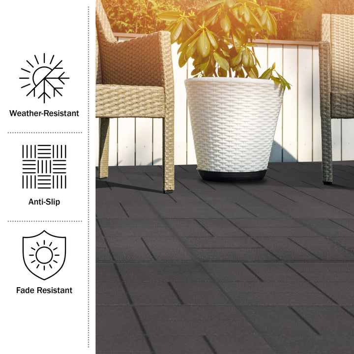 Deck Tiles 8-Pack - Dual-Sided Outdoor Flooring Tile - 28SQFT Rubber Pavers for Outside Patio, Garden Walkway, Balcony, Image 7