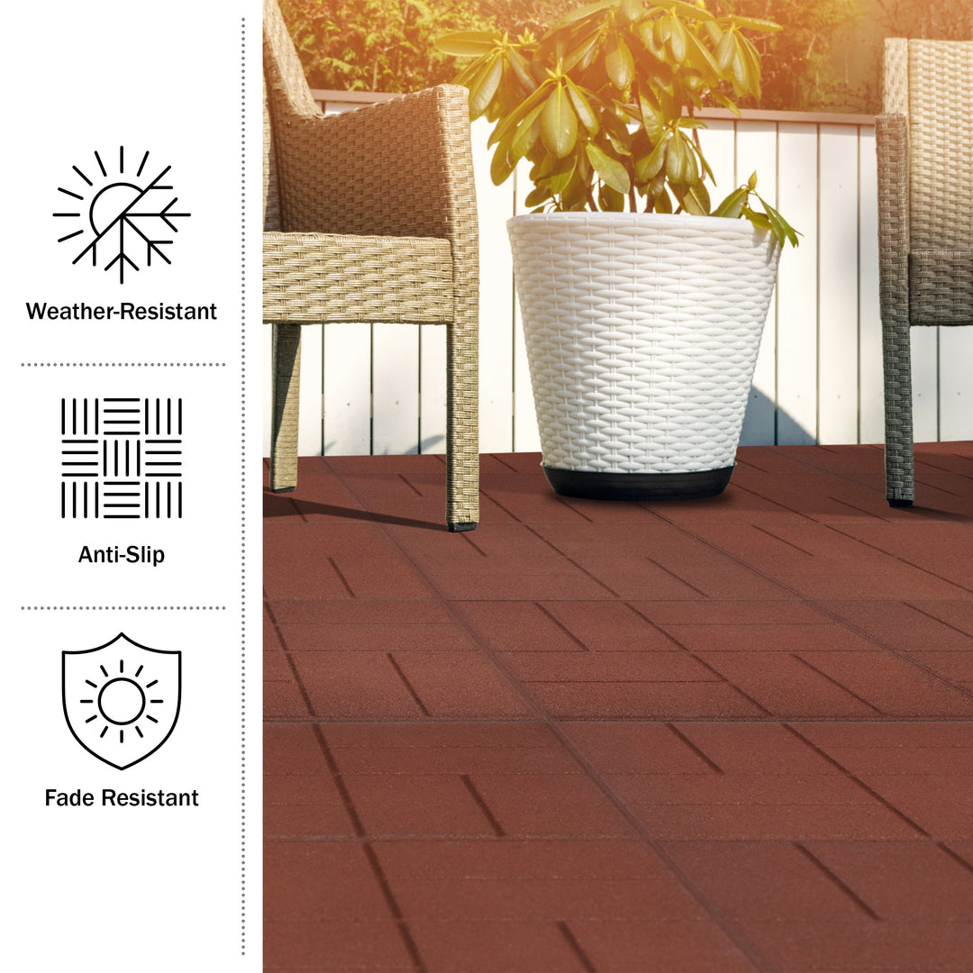 Deck Tiles 8-Pack - Dual-Sided Outdoor Flooring Tile - 28SQFT Rubber Pavers for Outside Patio, Garden Walkway, Balcony, Image 8