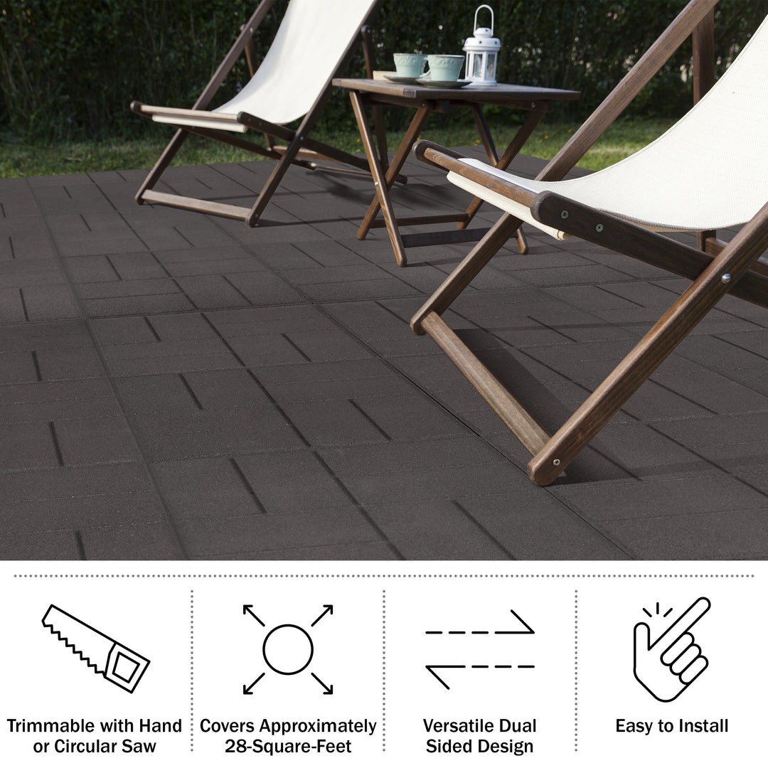 Deck Tiles 8-Pack - Dual-Sided Outdoor Flooring Tile - 28SQFT Rubber Pavers for Outside Patio, Garden Walkway, Balcony, Image 9