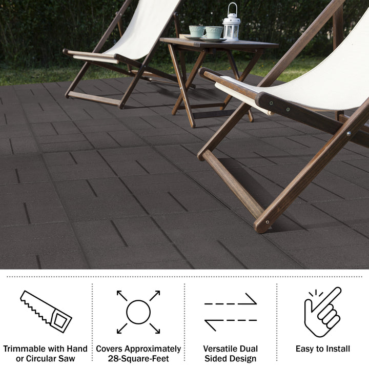 Pure Garden Rubber Deck Tiles 8-Pack Outdoor Flooring 28SQFT Dual-Sided Pavers Image 9