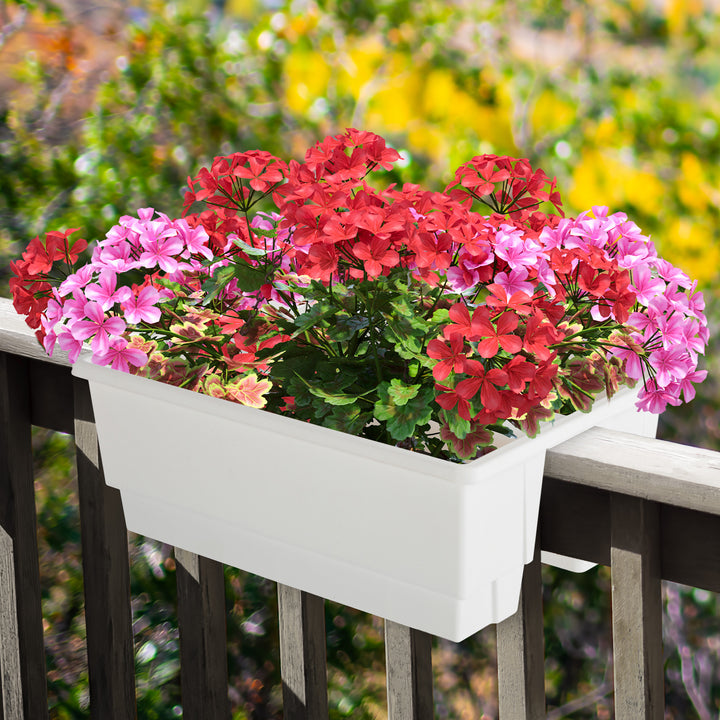 Railing Planter - 20.75-Inch Flower Box with Drainage Insert - 6-Gallon Outdoor Planter Box - Deck, Porch, or Balcony Image 10