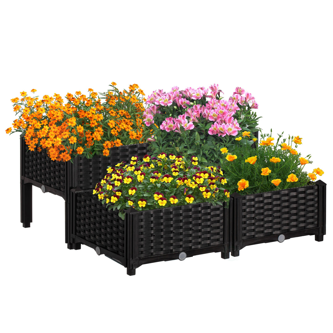 Raised Garden Bed Screwless Planter Durable Weather-Resistant Plastic 15.75x15.75 Image 5