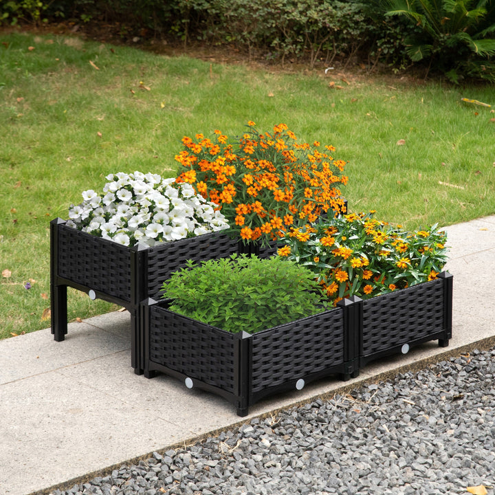 Rattan Raised Garden Bed Planter 15.75x15.75 Durable Weather Resistant Plastic Image 3