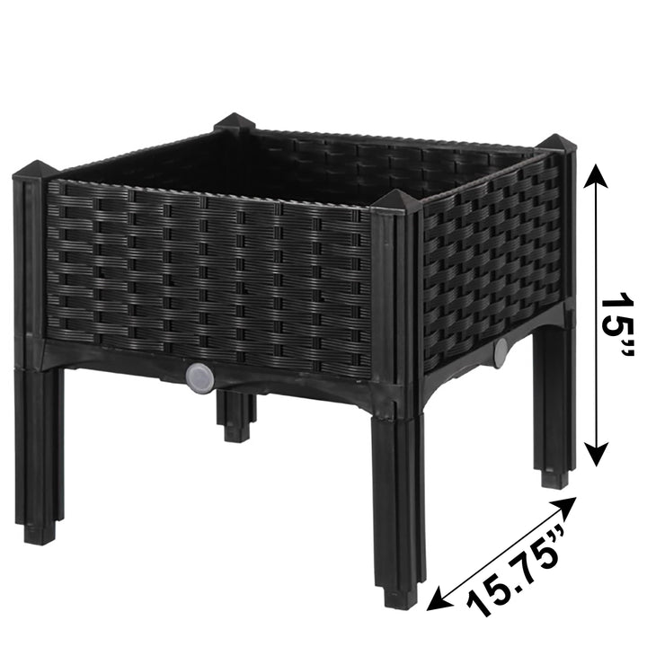 Rattan Raised Garden Bed Planter 15.75x15.75 Durable Weather Resistant Plastic Image 6