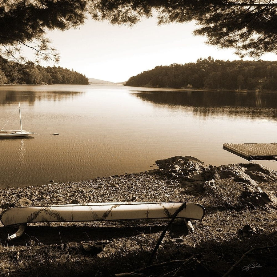 Canoe on Shore sepia Poster Print by Suzanne Foschino-VARPDXZFSQ179A1 Image 1