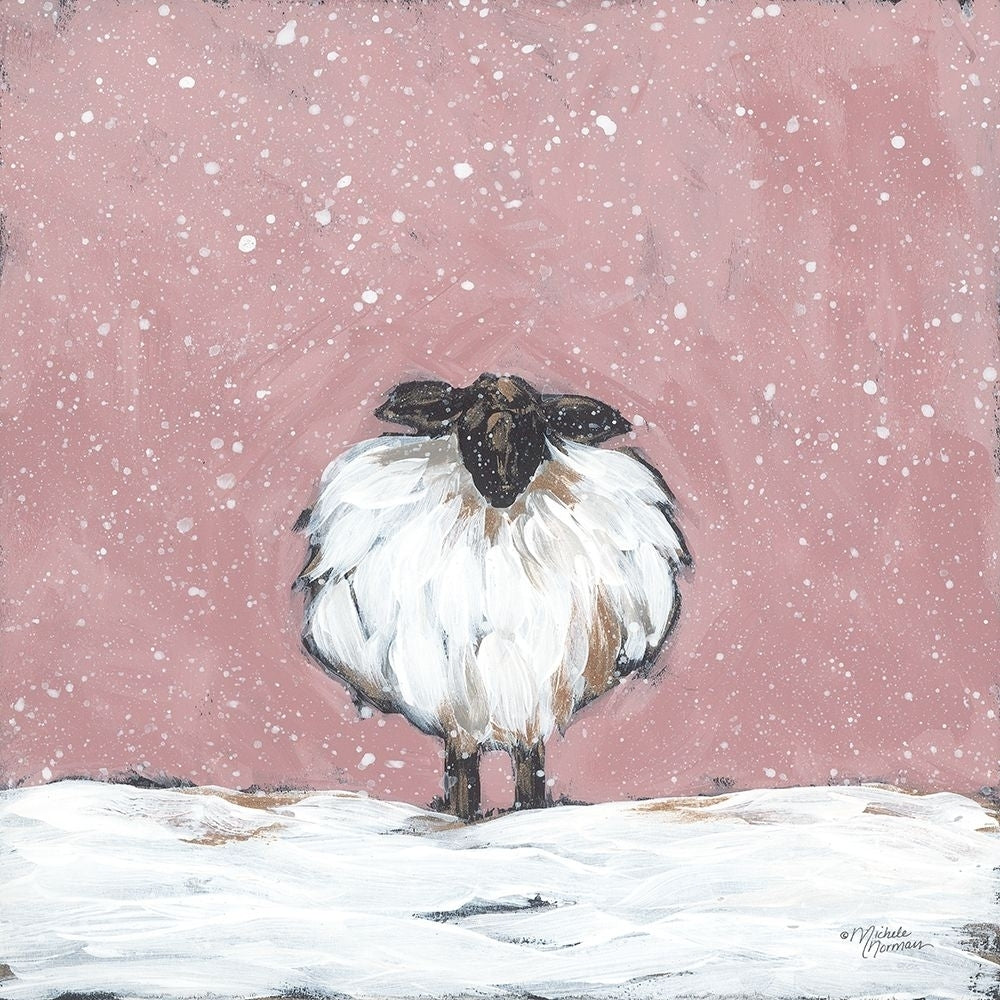 Pastel Pink Winter Sheep Poster Print - Michele Norman-VARPDXMN356 Image 1