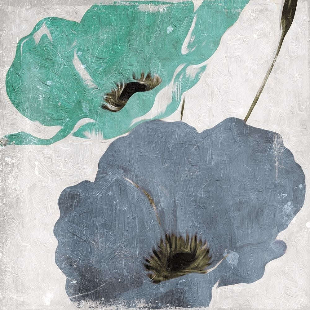 Floral Teal and Blue Hues Mate Poster Print by Milli Villa-VARPDXMVSQ075B Image 2