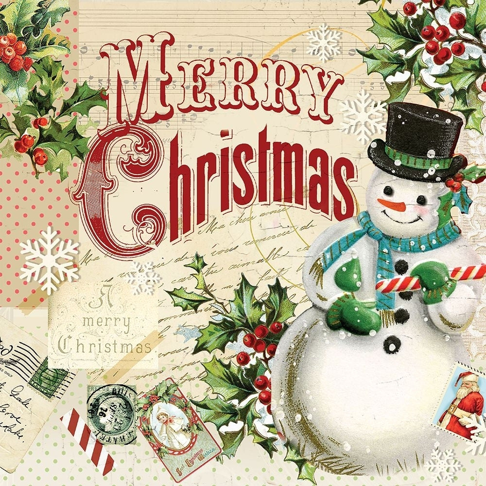 Merry Xmas Snowman Poster Print - Bijoux And Lula-VARPDXQCASQ178A Image 1