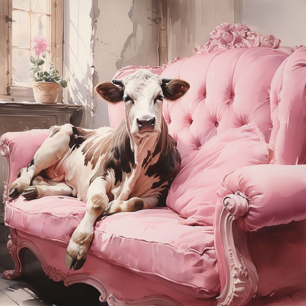 Couch Cow Pink 2 Poster Print - Ryley Gray-VARPDXRG0006 Image 1