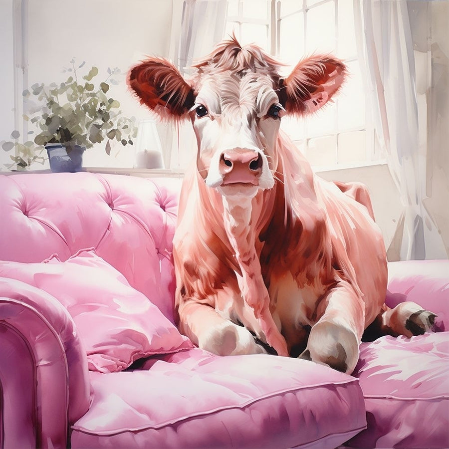 Couch Cow Pink 1 Poster Print - Ryley Gray-VARPDXRG0005 Image 1