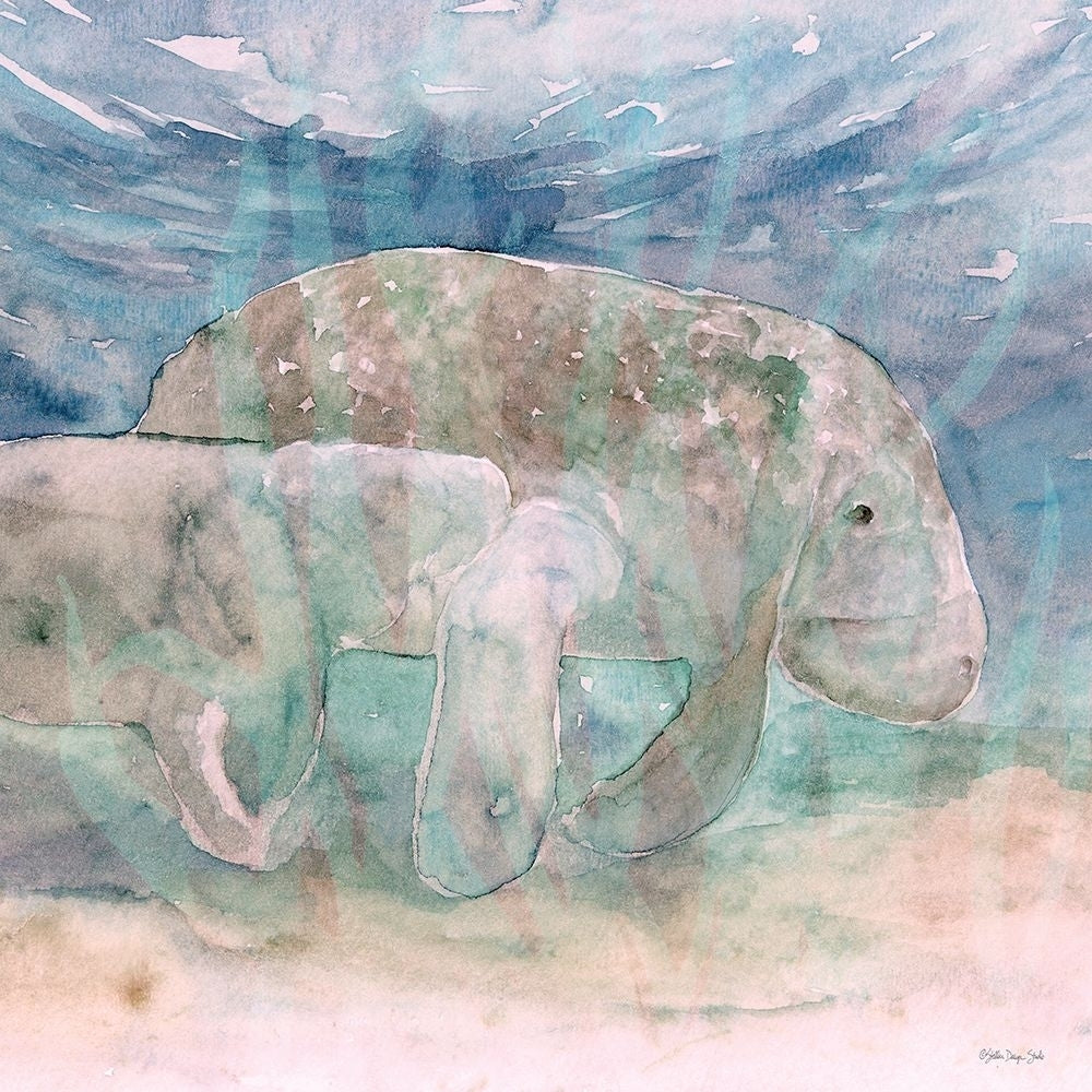 Mother Manatee and Calf Poster Print - Stellar Design Studio-VARPDXSDS1081 Image 1