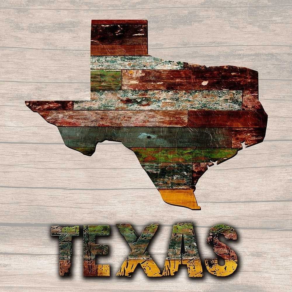 Texas Wooden Map Poster Print by Sheldon Lewis-VARPDXSLBSQ418B Image 1