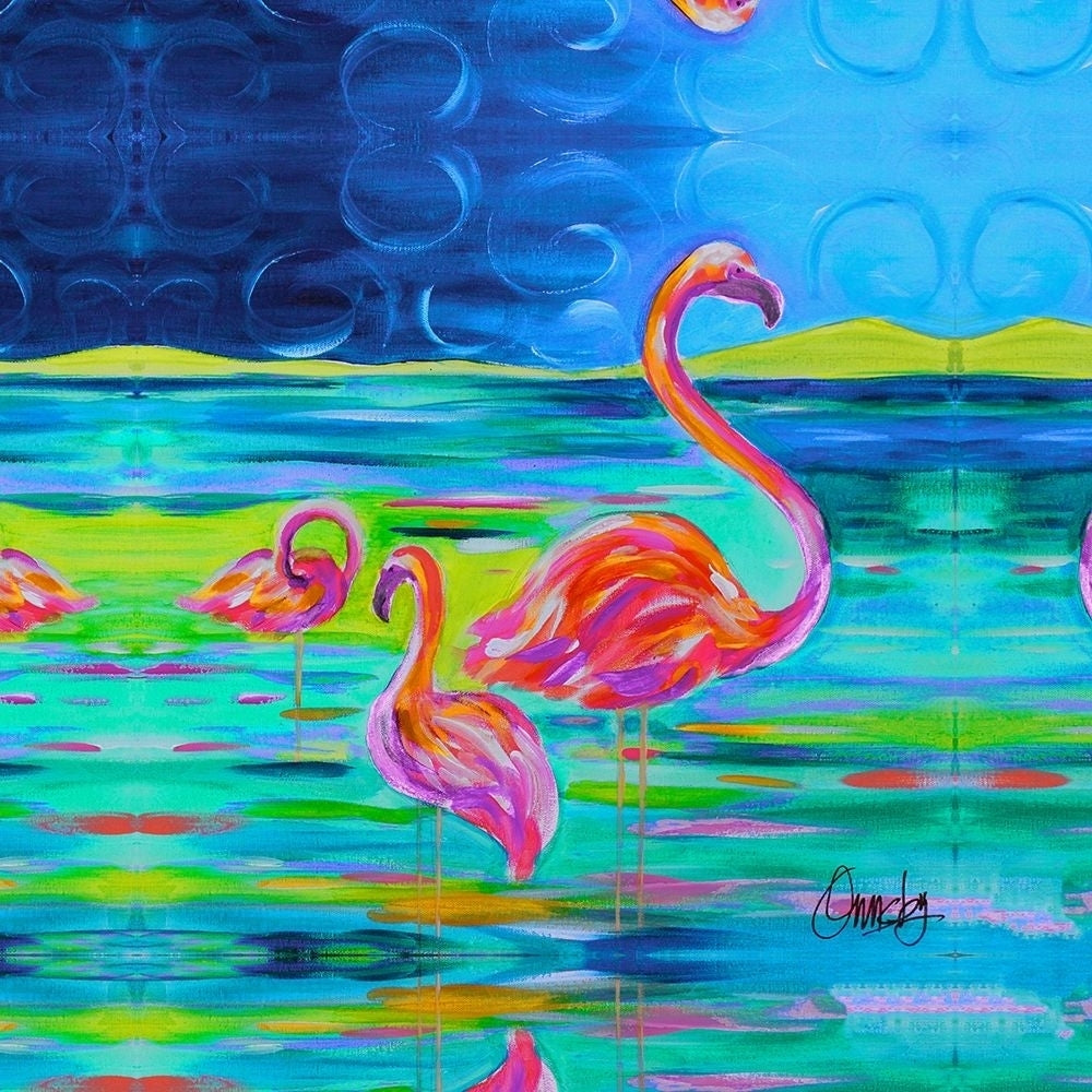 Duo Flamingos Poster Print by Anne Ormsby-VARPDXAOSQ020A Image 1