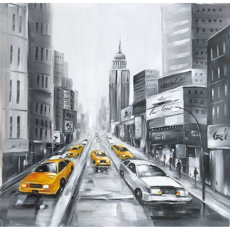 GRAYSCALE STREET WITH YELLOW CARS Poster Print by Atelier B Art Studio Atelier B Art Studio-VARPDXBEGCIT162 Image 1