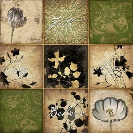 9 patch green floral 1-2 Poster Print by Jace Grey-VARPDXJGSQ095A2 Image 1