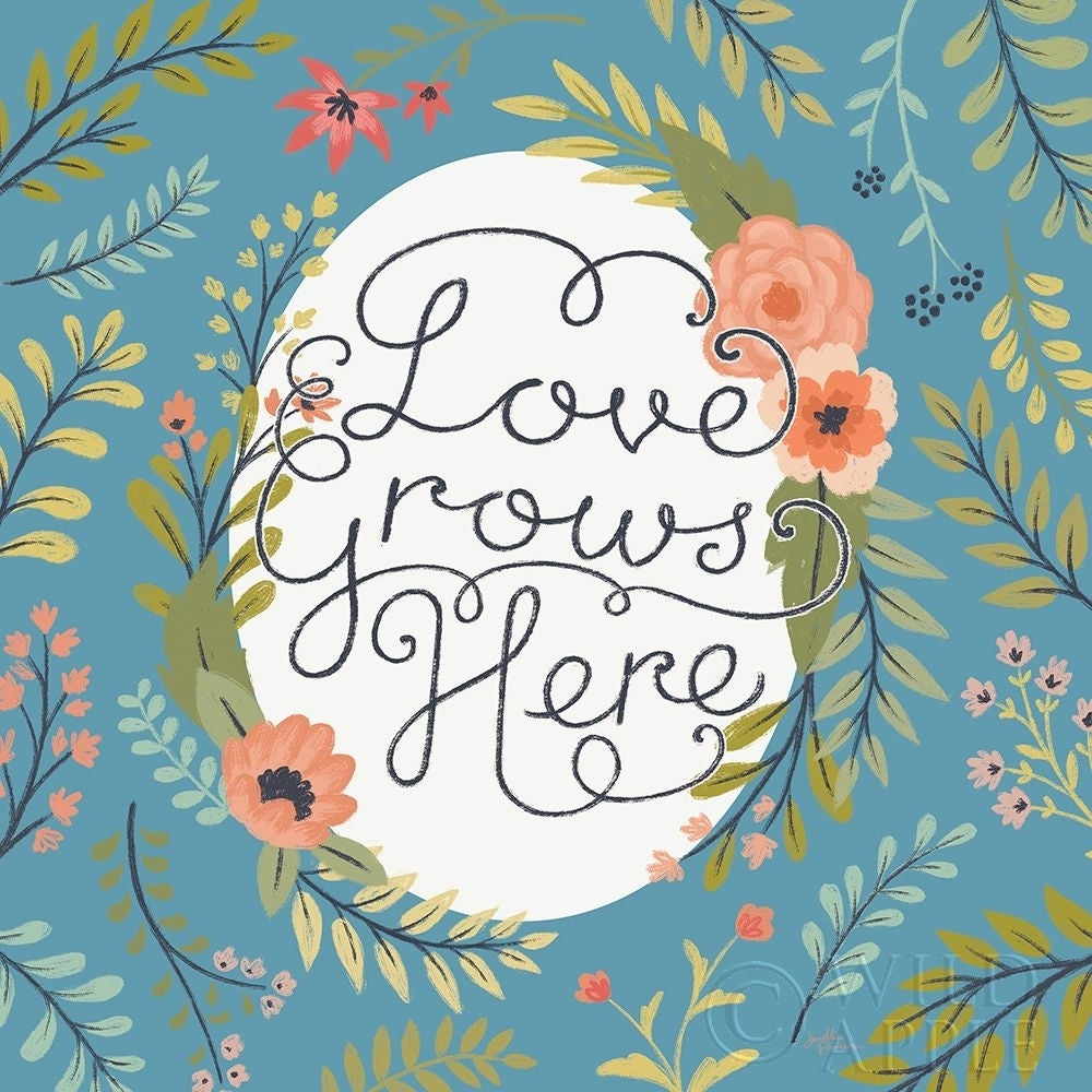 Retro Garden II - Love Grows Here Blue Poster Print by Janelle Penner-VARPDX47196 Image 1